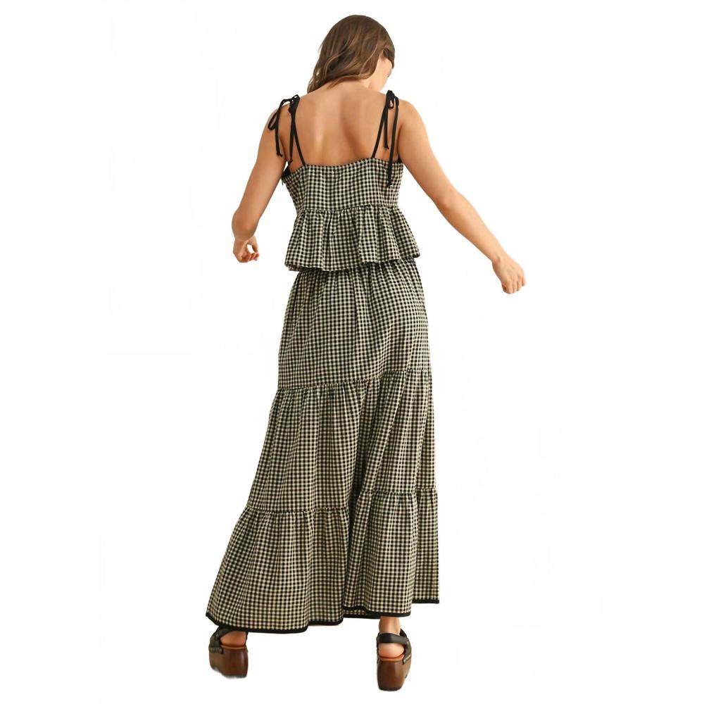NEW MIOU MUSE sadie gingham midi skirt in black - Picture 3 of 3